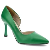 Czółenka - Zielone Szpilki Karino Eleganckie Skórzane Buty - miniaturka - grafika 1