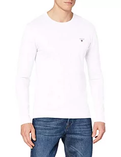 GANT Męski T-shirt The Original Slim Ls, biały, S - Koszulki męskie - miniaturka - grafika 1