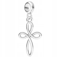 Bransoletki - Charms Srebrny z Krzyżykiem Krzyżem Religia Cross Krzyż Krzyżyk SREBRO 925 - miniaturka - grafika 1