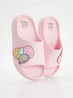 Buty dla dziewczynek - Reserved - Klapki z motywem Pusheen - pastelowy róż - miniaturka - grafika 1