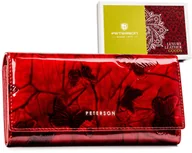 Portfele - Peterson duży portfel damski skórzany lakier w motyle RFID - miniaturka - grafika 1