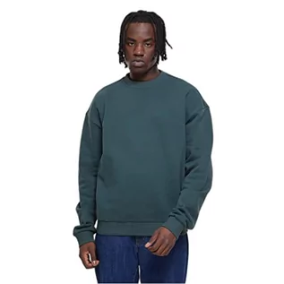 Bluzy męskie - Urban Classics Męska bluza Ultra Heavy Crew z bawełny, okrągły dekolt, dostępna w 4 różnych kolorach, rozmiary od XS do 5XL, zielony butelkowy, 4XL - grafika 1