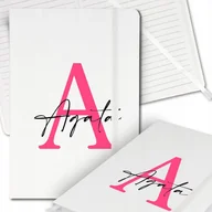 Notesy i bloczki - Notes Biały A5 Notatnik Dziennik z Gumką w Linię INICJAŁ IMIĘ Wiele Wzory - miniaturka - grafika 1