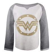 Bluzy damskie - DC Comics Damska bluza z logo Wonderwoman ze złotym logo, Szary (szary/ecru Spo), L - miniaturka - grafika 1