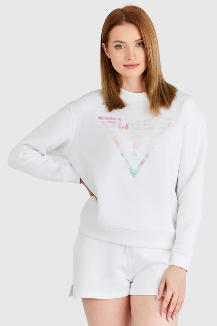 GUESS Biała bluza damska z odblaskowym logo XS