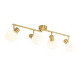 Lampy sufitowe - QAZQA Inteligentny reflektor sufitowy złoty z opalowym szkłem, 4-punktowy, regulowany, z 4 żarówkami Wifi P45 - Anouk - miniaturka - grafika 1