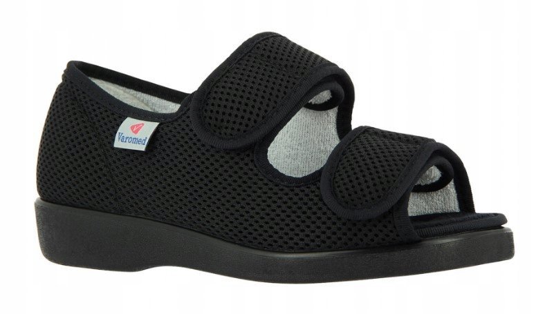 Varomed Sandały Damskie Medyczne na Rzepy Czarne 40 Ż9m