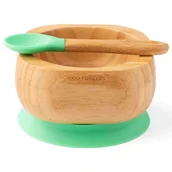 Miseczki i talerzyki dla dzieci - Ecorascals Miseczka Bambusowa głęboka z przyssawką i łyżeczką 250 ml - miniaturka - grafika 1