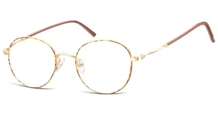 Lenonki okrągłe Okulary oprawki optyczne 927I panterka+złoty - Okulary korekcyjne, oprawki, szkła - miniaturka - grafika 1
