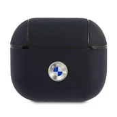 Akcesoria do słuchawek - BMW BMA3SSLNA AirPods 3 cover granatowy/navy Geniune Leather Silver Logo BMW000442-0 - miniaturka - grafika 1