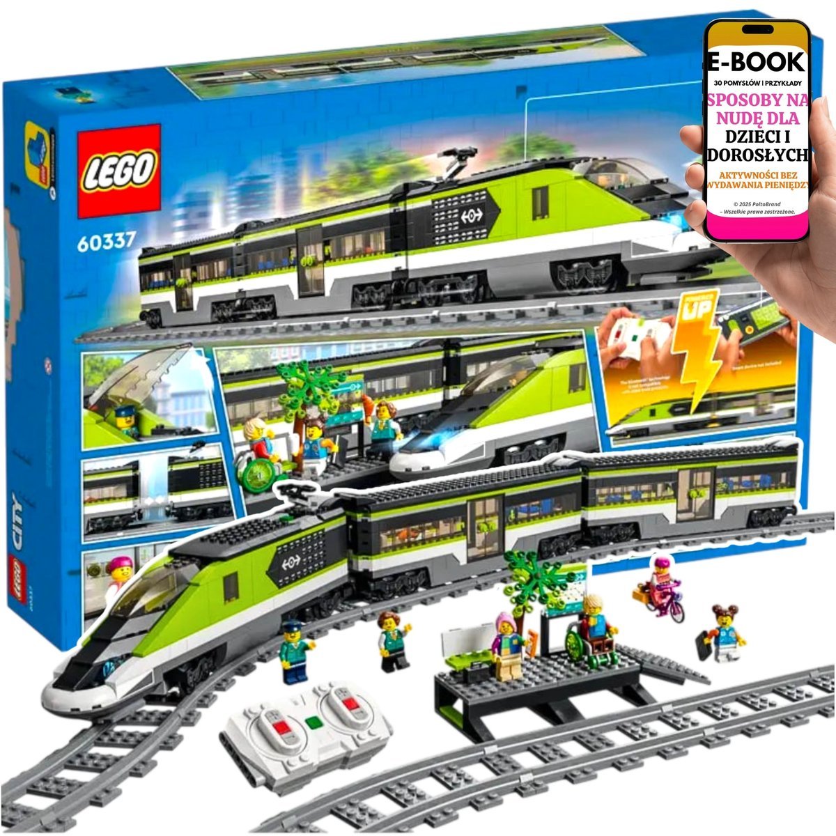 LEGO PREZENT URODZINOWY DLA CHŁOPCA – LEGO City Pociąg pasażerski z Powered Up, wagonem restauracyjnym i światłami LED Lego Na Święta + EBOOK-3