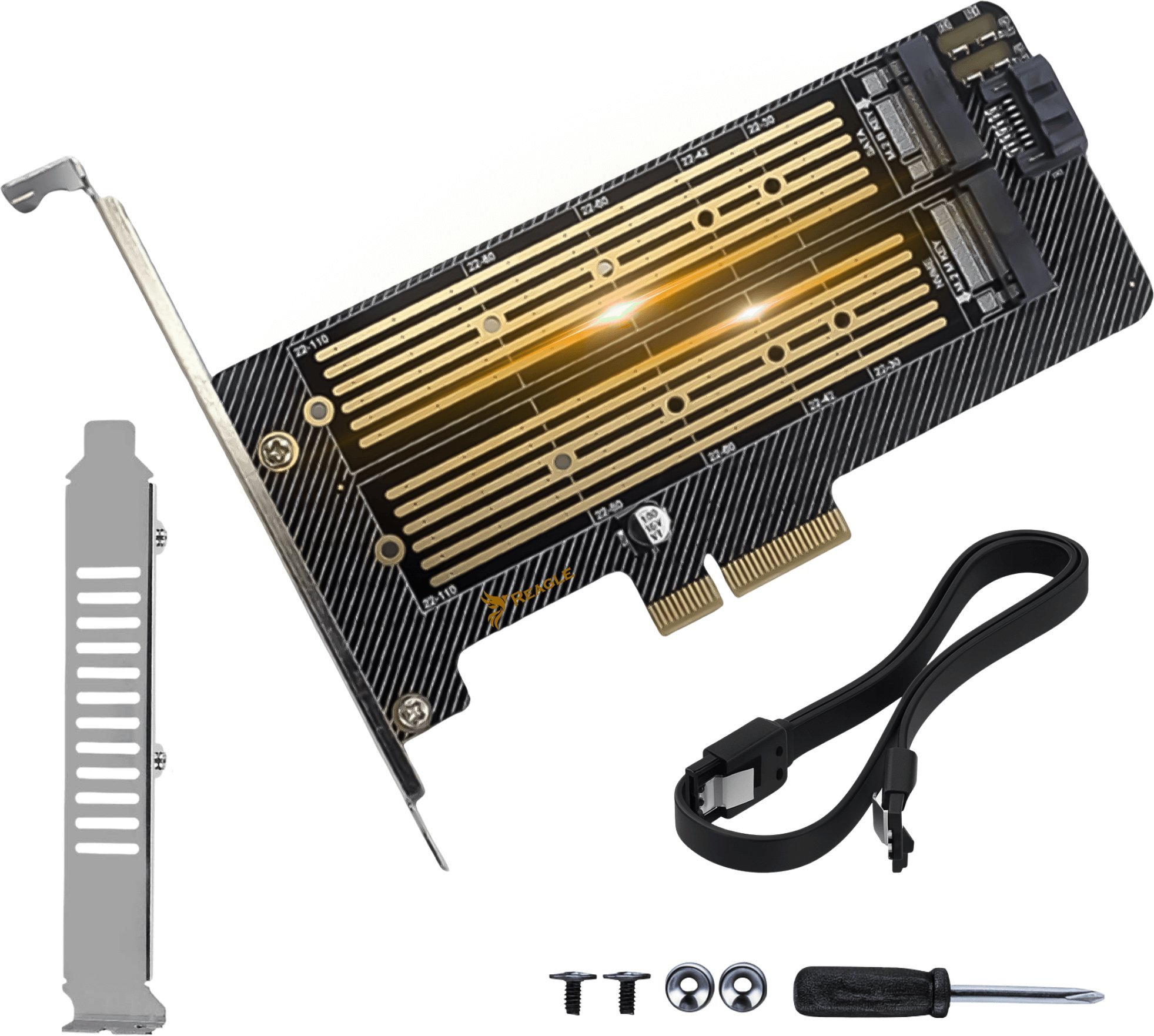 ADAPTER DYSKU SSD M.2 KARTA PRZEJŚCIÓWKA PCIe 4.0 X4 64Gbps 2w1 NVME SATA REAGLE