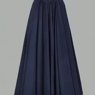 Spódnice - TEMU Elegancka Granatowa Spódnica A-Linii z Wysokim Stanem i Płynną Sylwetką - Możliwość Prania w Pralce, Nieelastyczny Materiał dla Kobiet - Idealna - miniaturka - grafika 1