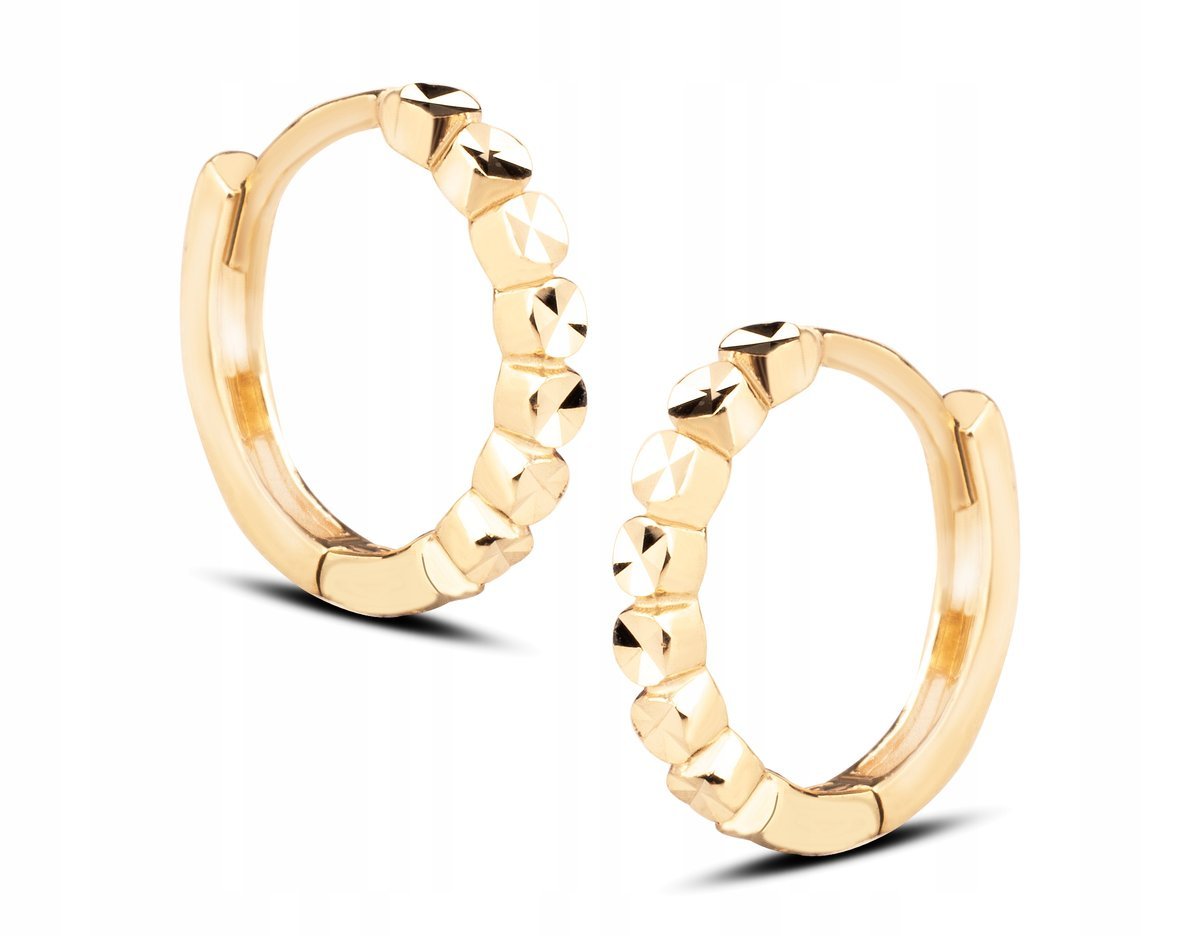 ZŁOTE KOLCZYKI KÓŁECZKA KÓŁKA 12 MM Z DIAMENTOWANIEM 14KT 585