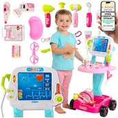 Zabawy w naśladowanie dorosłych - Zestaw Lekarski Dla Dzieci XXL Wózek + Stetoskop + Dźwięki Mały Lekarz Doktor PREZENT DLA DZIECKA CÓRKI SYNA + EBOOK-1 - miniaturka - grafika 1