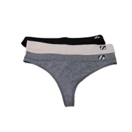 Bielizna sportowa damska - Zestaw stringów 3PK Thong 3 sztuki Czarny, Szary, Beżowy - miniaturka - grafika 1