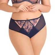 Komplety bielizny - Figi damskie z wysokim stanem i haftem EDNA K821 granatowe XL - miniaturka - grafika 1