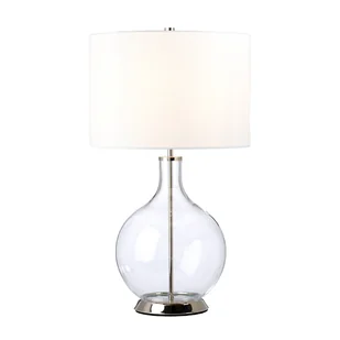 Lampa stołowa szklana chrom z białym abażurem Orb E27  60W Elstead - Lampy stojące - miniaturka - grafika 1
