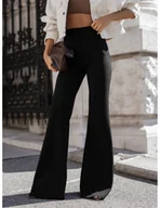 Spodnie damskie - Wiskozowe spodnie dzwony REILLY - czarne - miniaturka - grafika 1