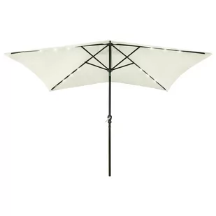 vidaXL Parasol z lampkami LED na stalowym słupku piaskowy 2x3 m 313787 - Parasole ogrodowe - miniaturka - grafika 1