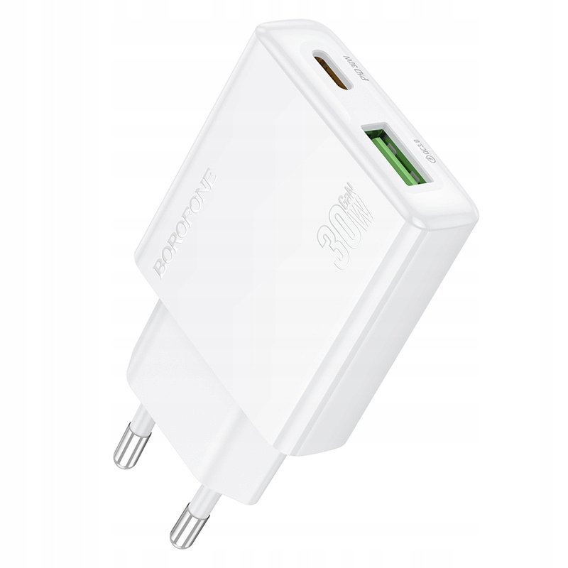 Borofone Ładowarka sieciowa BN25 Wish (Ultra Thin) USB + Typ C - PD QC 3.0