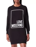 Sukienki - Love Moschino Damska sukienka z długim rękawem z logo Box Design Dress, czarny, 38 - miniaturka - grafika 1