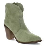 Botki damskie - Zielone Botki Carinii Kowbojki Na Obcasie - miniaturka - grafika 1