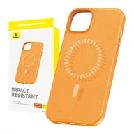 Etui i futerały do telefonów - Magnetyczne Etui na telefon iPhone 15 ProMax Baseus Fauxther Series (Pomarańczowe) - miniaturka - grafika 1