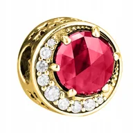 Bransoletki - Złoty Charms Księżyc Czerwony Czerwona Cyrkonia Półksiężyc SREBRO 925 - miniaturka - grafika 1