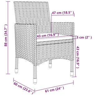 5-cz. zestaw mebli ogrodowych z poduszkami, rattan PE i szkło - Meble ogrodowe - miniaturka - grafika 8