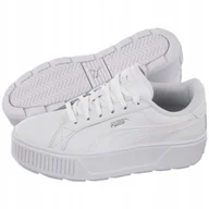 Sneakersy damskie - Buty Damskie Skórzane Sneakersy na Platformie Puma Karmen 384615 Białe - miniaturka - grafika 1