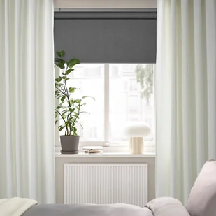 IKEA SANELA Zasłona, 2 szt., kremowy na taśmie, 140x300 cm Aksamit - Zasłony - miniaturka - grafika 1