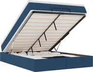 Łóżka - Rama łóżka otomana z materacem, niebieska, 140x200 cm, tkanina - miniaturka - grafika 1