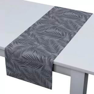 Dekoria pl Bieżnik prostokątny grafitowe liście na szaro-srebrnym tle 40 × 130 cm Venice 410-143-53 - Obrusy i serwetki - miniaturka - grafika 1