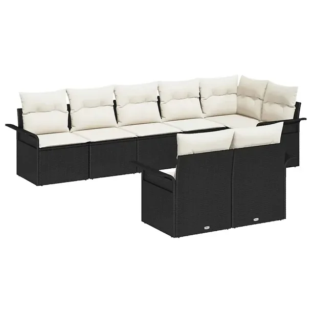Zestaw Sof Ogrodowych Modułowy Czarny Polirattan 60 cm