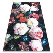 Dywany - Dywan do prania ANDRE 1629 Kwiaty antypoślizgowy - czarny / róż, 160x220 cm - miniaturka - grafika 1