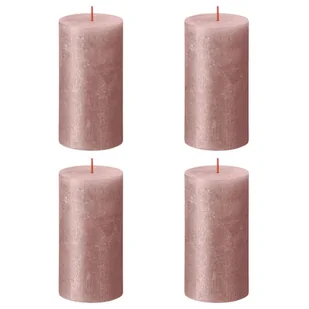 Świece pieńkowe Shimmer, 4 szt., 130x68 mm, różowe Lumarko! - Aromaterapia - miniaturka - grafika 1