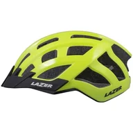 Kaski rowerowe - Lazer Compact DLX kask rowerowy LED siatka na owady czerwony fluor żółty połysk - miniaturka - grafika 1