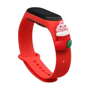 Strap Xmas opaska do Xiaomi Mi Band 4 / Mi Band 3 świąteczny silikonowy pasek bransoletka czerwony (mikołaj 1) - Akcesoria do smartwatchy - miniaturka - grafika 1