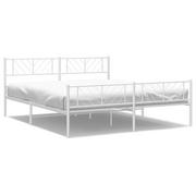 Łóżka - Metalowa rama łóżka z wezgłowiem i zanóżkiem, biała, 180x200 cm Lumarko! - miniaturka - grafika 1
