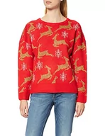 Bluzy damskie - Urban Classics Damska bluza oversized Christmas Sweater, Red/Gold, 4XL - miniaturka - grafika 1