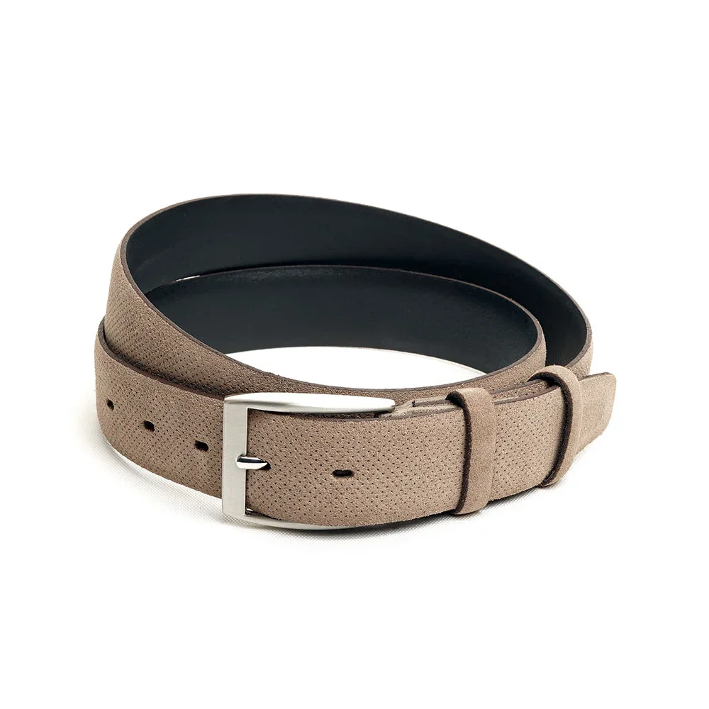 Pasek skórzany męski zamszowy BELTMAN Bold 0016M - Brąz, Brąz