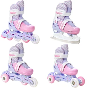 Rolki Łyżwy Wrotki Regulowane 4w1 RAVEN Loret Lila/Pink 30-33 Kółka LED - Łyżwy - miniaturka - grafika 1
