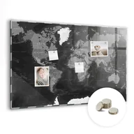 Tablice i flipcharty - Szklana Tablica Magnetyczna - Czarna mapa świata - 90x60 cm - miniaturka - grafika 1
