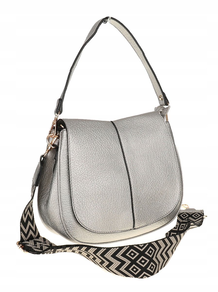 Torebka Damska kuferek listonoszka pojemna na ramię mała HJ88315 Srebrna