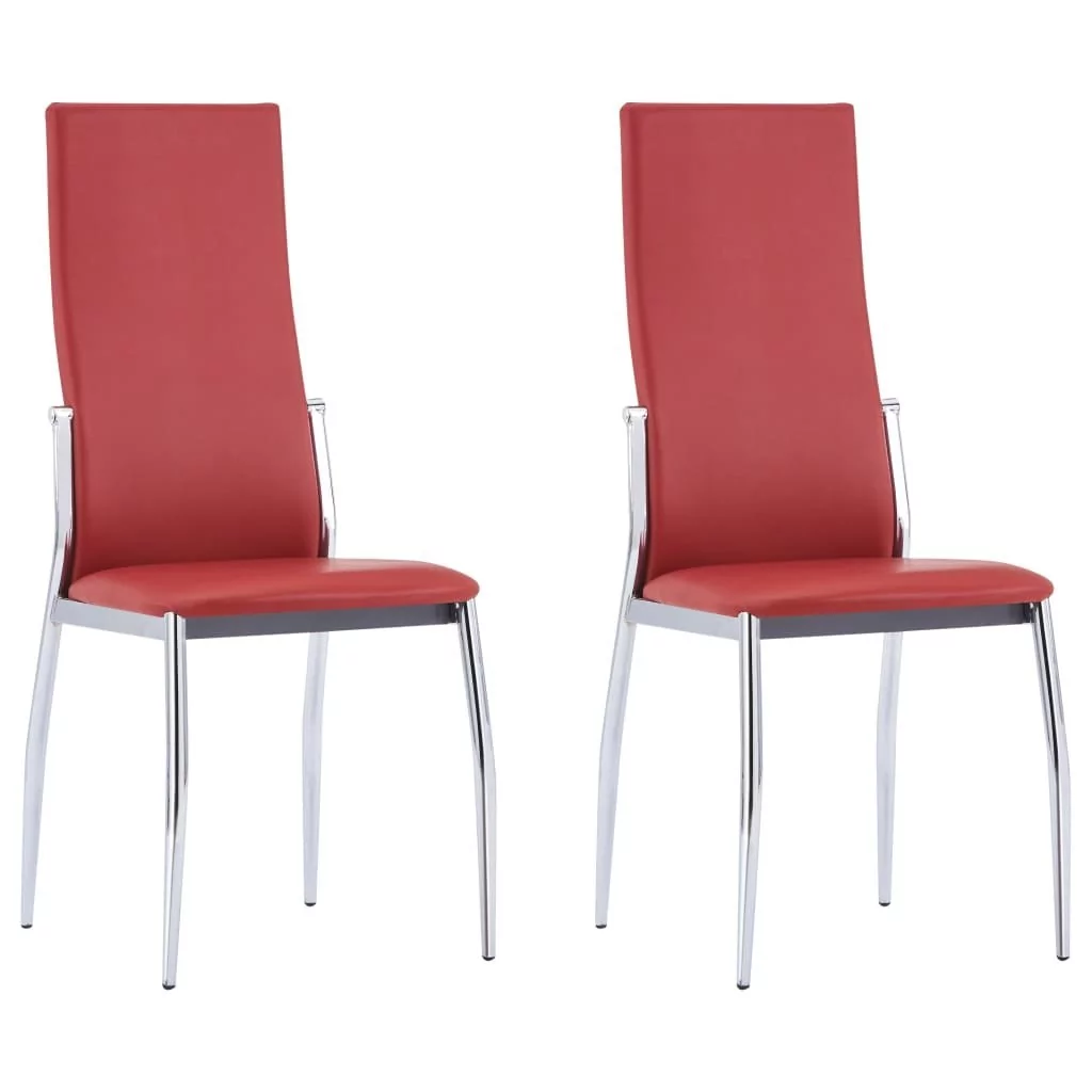 vidaXL Krzesła jadalniane, 2 szt., czerwone, sztuczna skóra