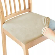Pokrowce na meble - POKROWIEC NA KRZESŁO SIEDZISKO SIEDZENIE KRZESŁA 40x40 KASZMIROWY BEŻ WELUR - miniaturka - grafika 1
