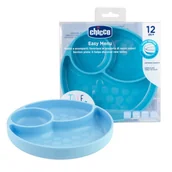 Miseczki i talerzyki dla dzieci - Chicco Talerz Trójdzielny Silikonowy Z Przyssawką Niebieski Take Eat Easy 12m+ - miniaturka - grafika 1