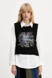 Desigual koszula i kamizelka CHALECO damska kolor biały relaxed z kołnierzykiem klasycznym 25WWCW01 - Koszule damskie - miniaturka - grafika 1