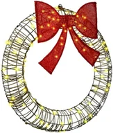 Ozdoby bożonarodzeniowe - vidaXL Wianek z 80 diodami LED Ciepła biel 90 cm rattan - miniaturka - grafika 1